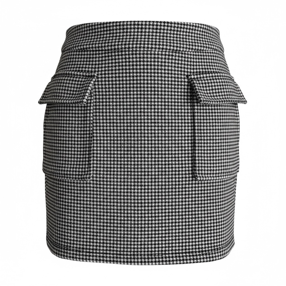 Theory Black and White Houndstooth Mini Skirt